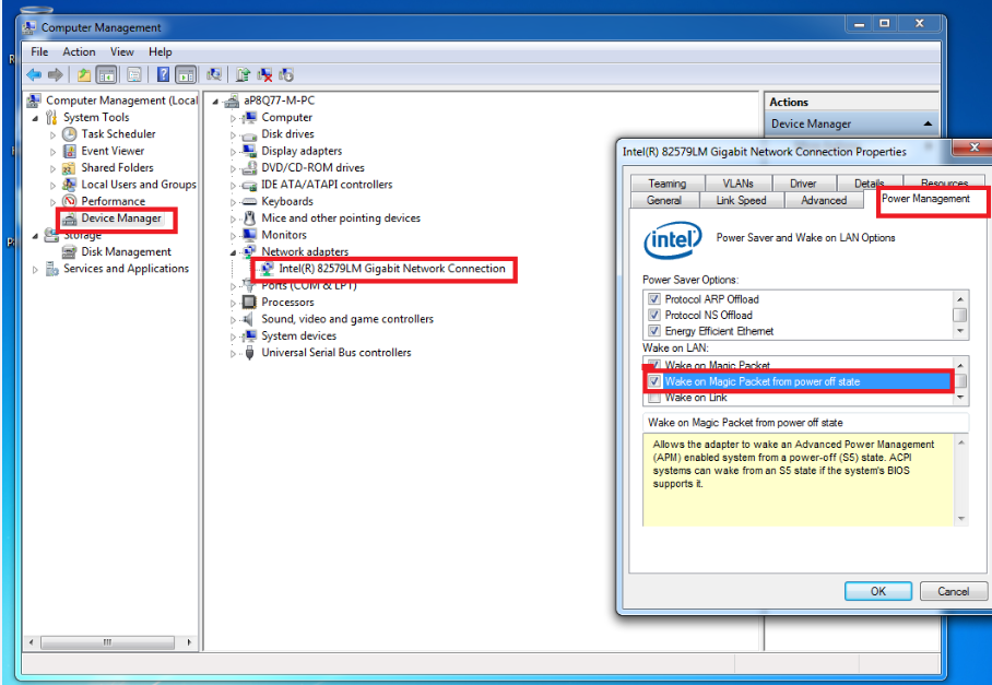 How To Enable Wake On Lan On Systems With An Intel Lan Controller Stone Computers Knowledgebase