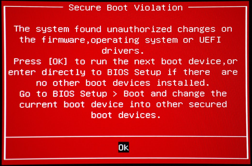 Security boot fail